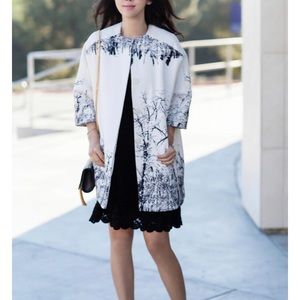 Helene London ivory and black coat, size M, EUC